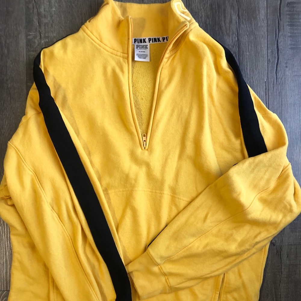 Yellow, pink quarter zip